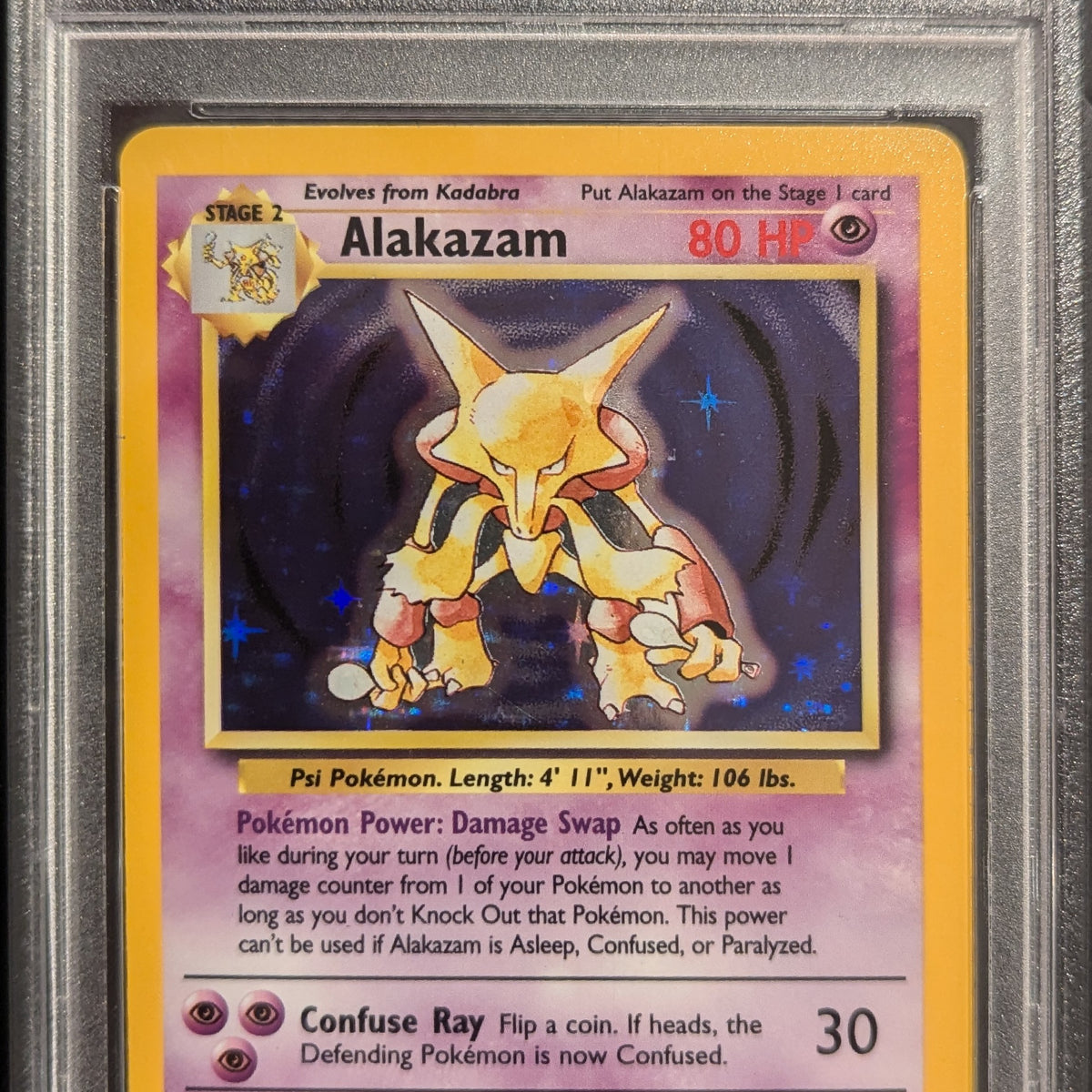 Pokemon TCG Graded Card: 1999 Alakazam #001 English PSA 8 – Vancity CJ Trading Cards