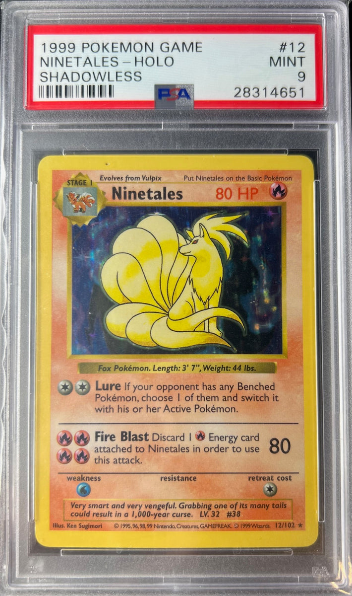 1995 ninetales pokemon card 1999 Base Set Shadowless Holo Rare 12/102 Black Flame Error LP for Sale in San Diego, CA Uncommon Card Type Morty's Ninetales Japanese VS 1st