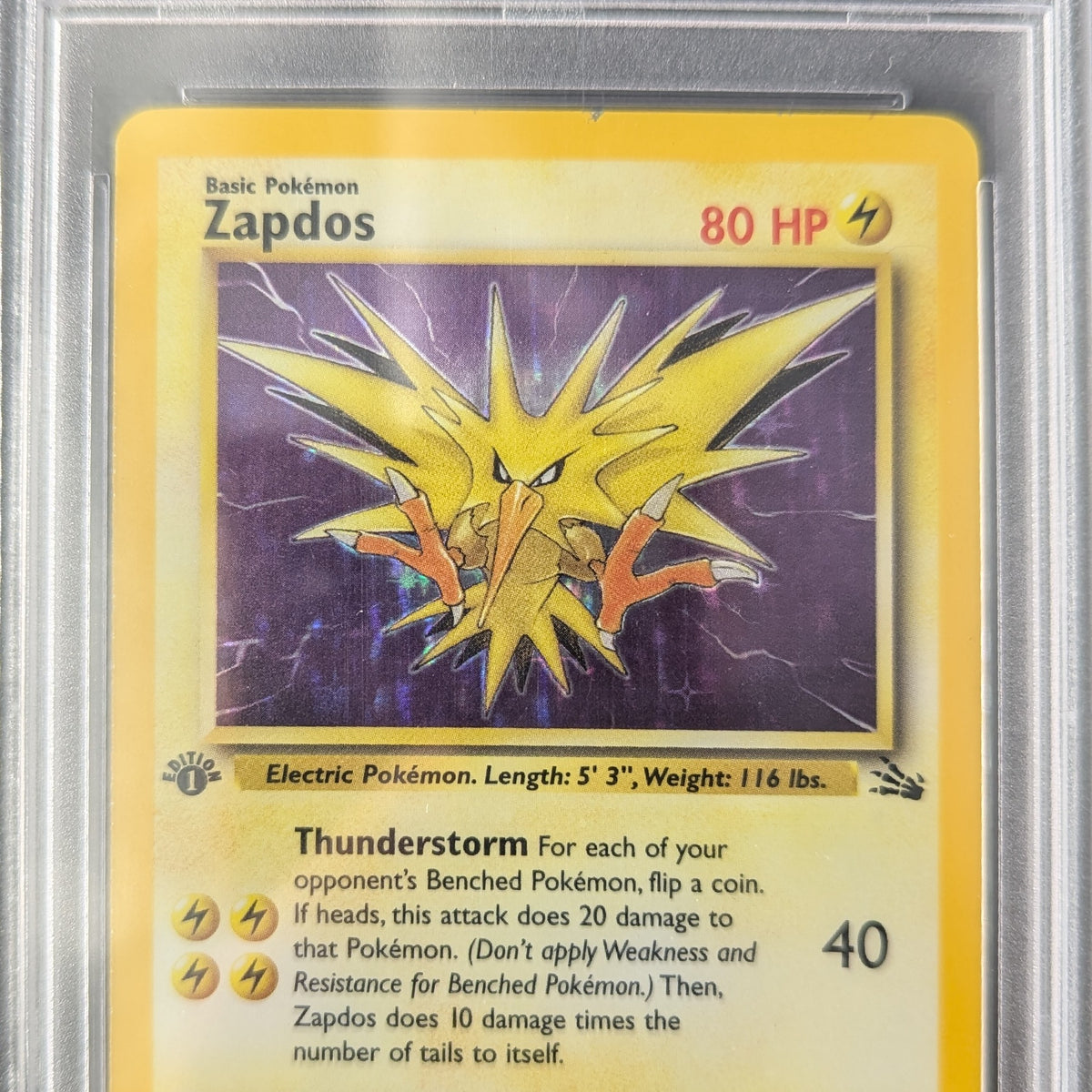 zapdos pokemon card first edition Pokemon TCG Graded Card: 1999 Zapdos (1st Edition) #015 PSA 8