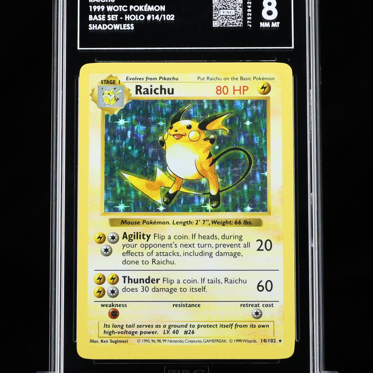 Pokemon TCG Graded Card: 1999 Raichu (Shadowless) English #014 TAG[X] –  Vancity CJ Trading Cards