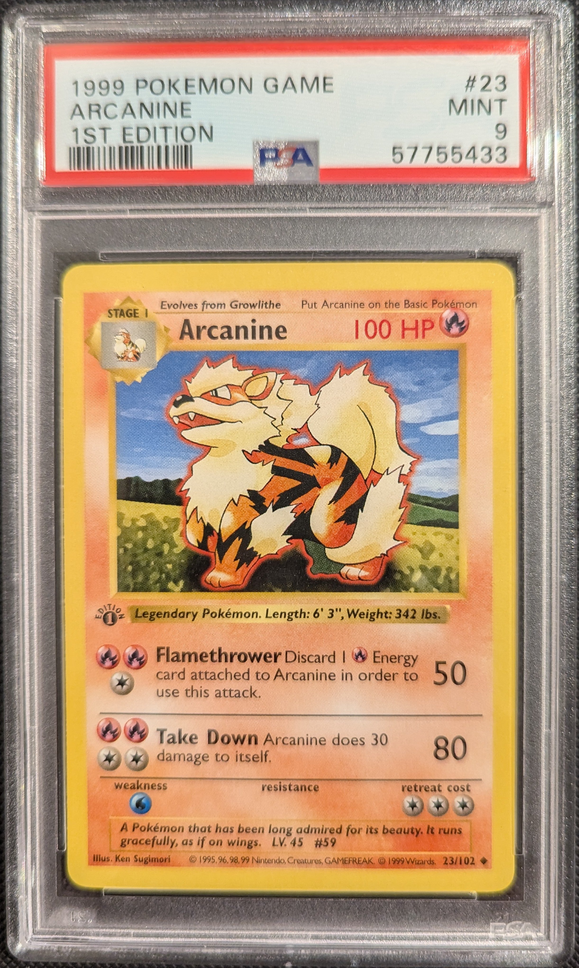 Pokemon TCG Graded Card: 1999 Arcanine 1st Edition #23 English PSA