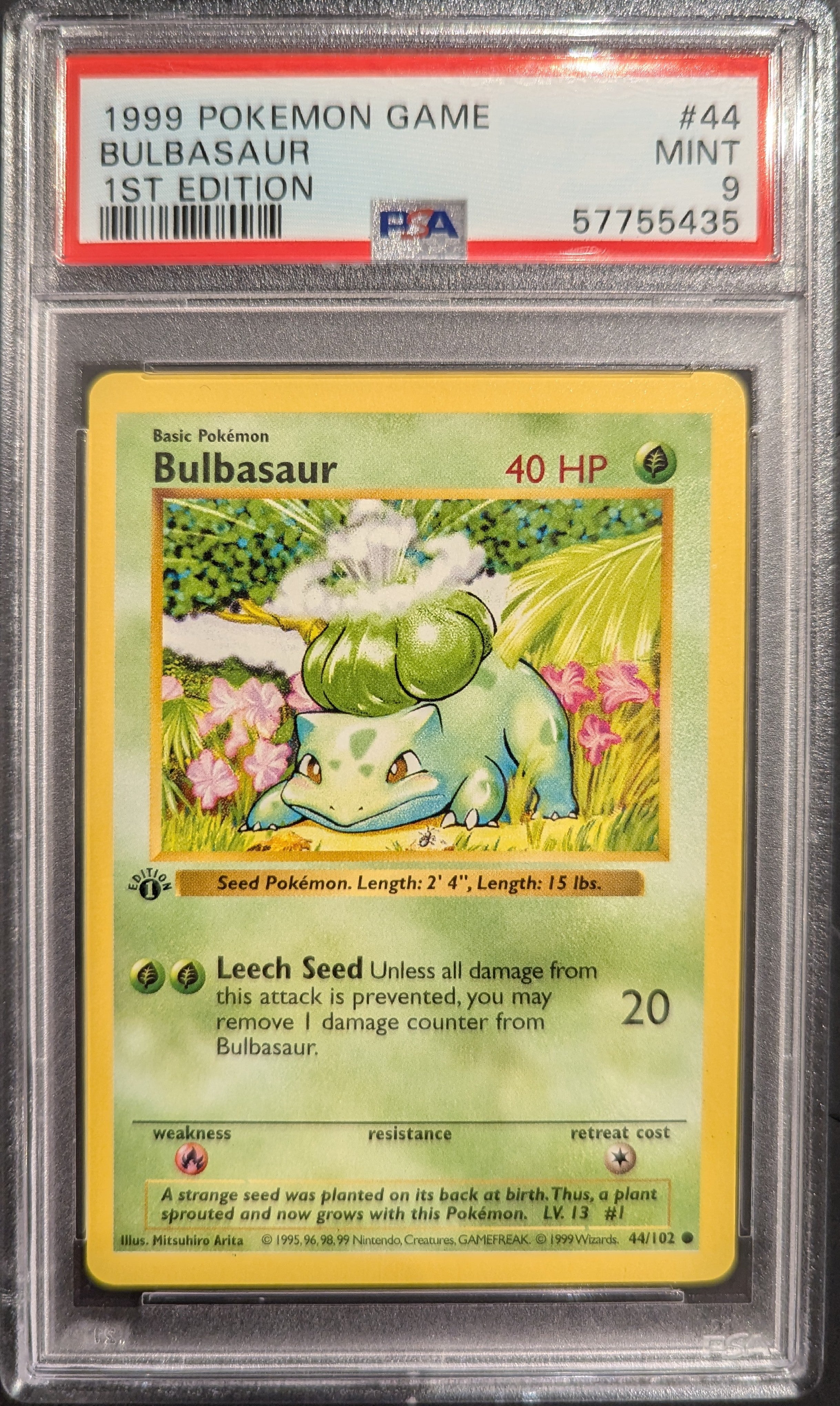 ポケモンカードゲーム PSA9 Bulbasaur Shadowless 1999 Pokemon Pokemon TCG Graded Card: 1999 Bulbasaur 1st Edition #44 English