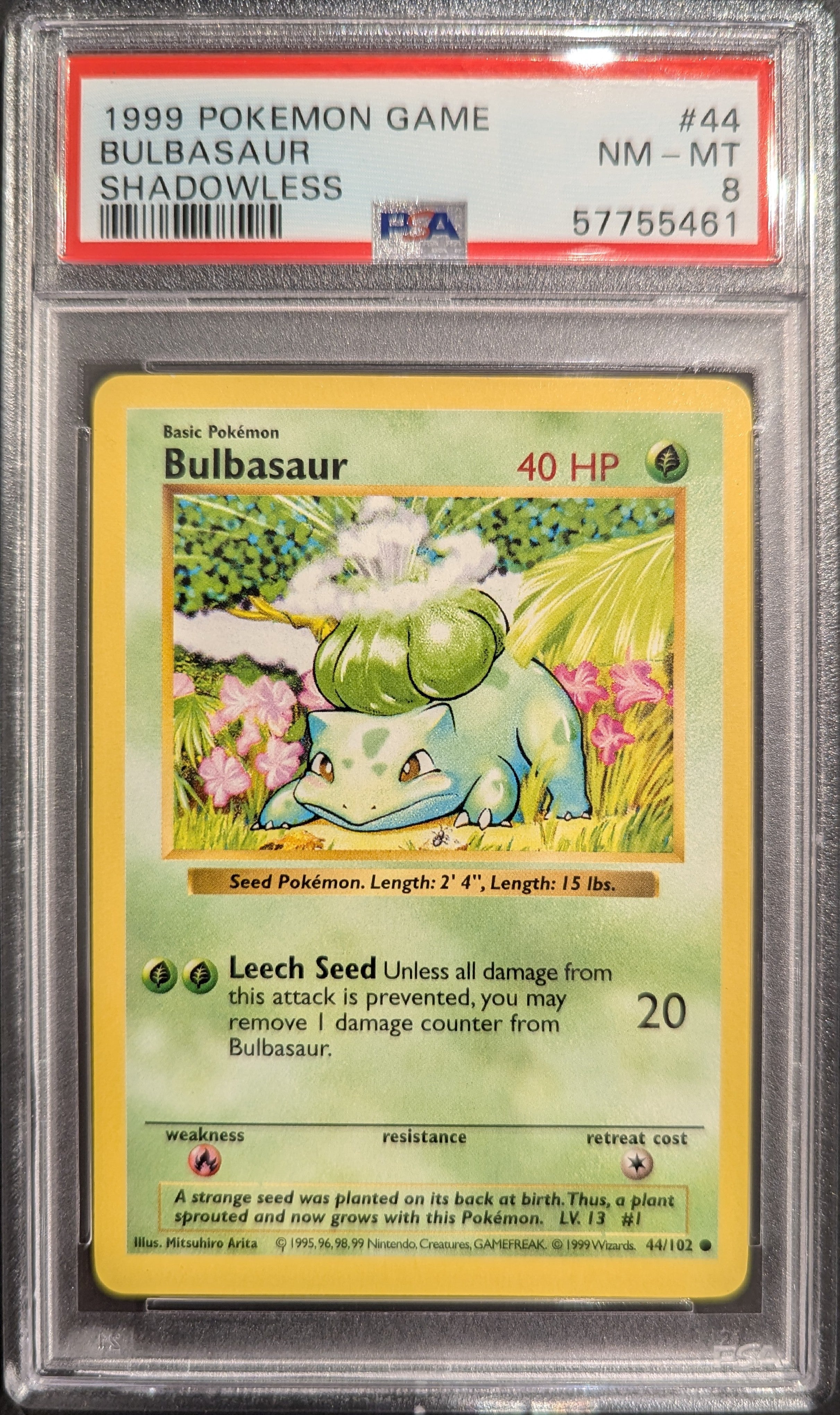 Bulbasaur　フシギダネ ● シャドウレス　Shadowless 1999BulbasaurShadowlessPSA8E-1