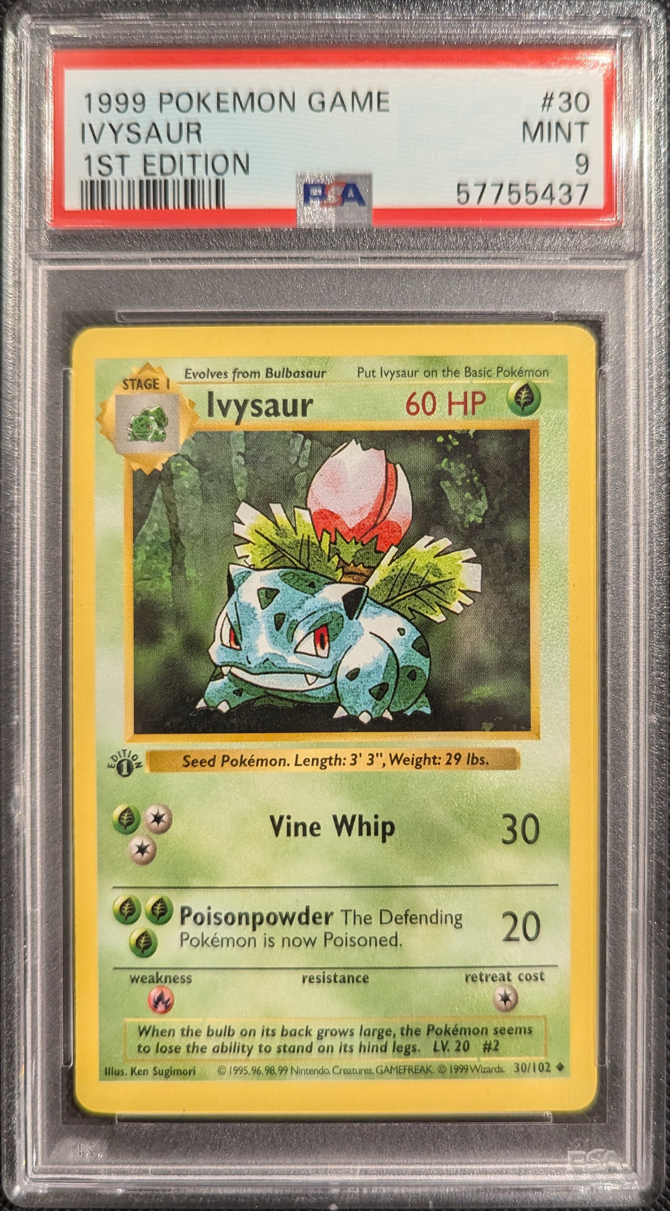 SOLD] Pokemon TCG Graded Card: 1999 Ivysaur 1st Edition English