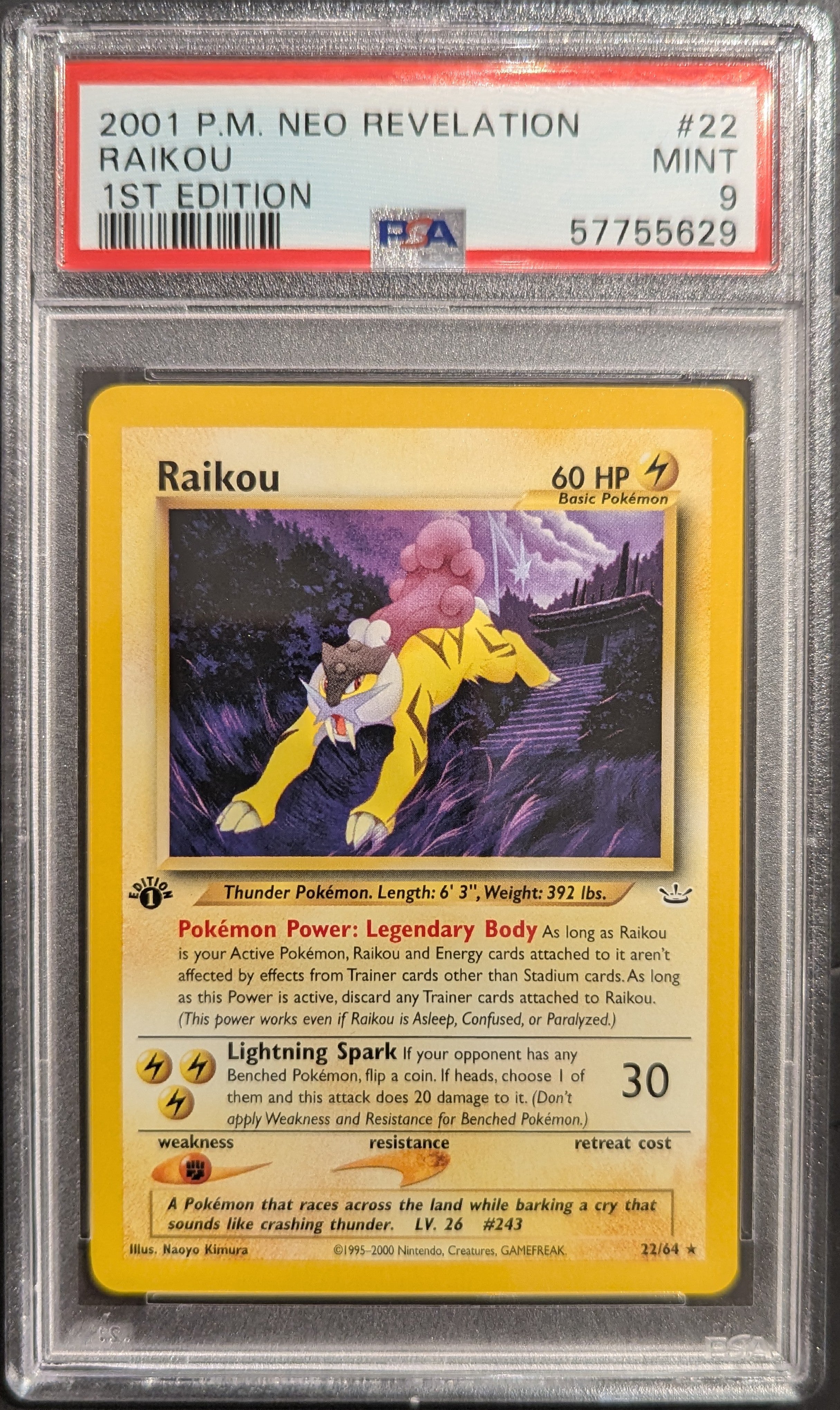 Pokemon TCG Graded Card: 2001 Raikou 1st Edition #022 English PSA