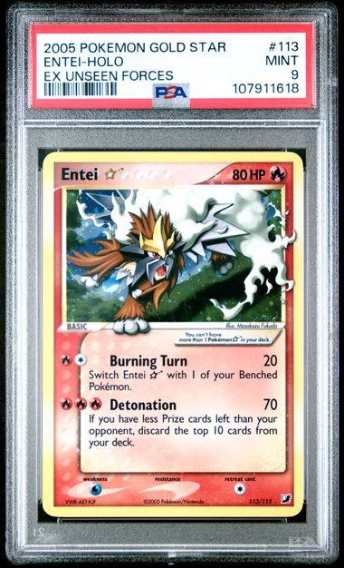 Pokemon TCG Graded Card: 2005 Gold Star Entei English #113 PSA 9