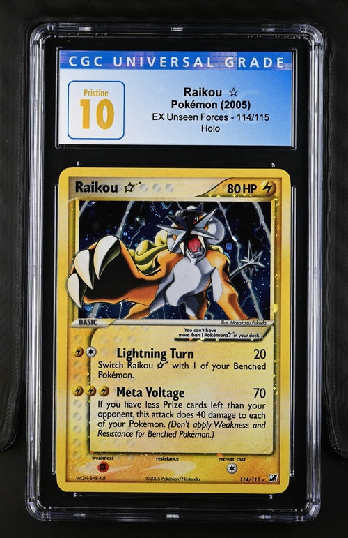 Pokemon TCG Graded Card: 2005 Gold Star Raikou #114 CGC 10