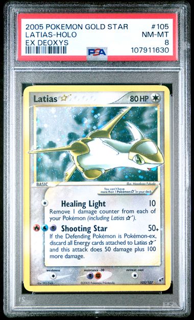 Pokemon TCG Graded Card: 2005 Gold Star Latias English #105 PSA 8
