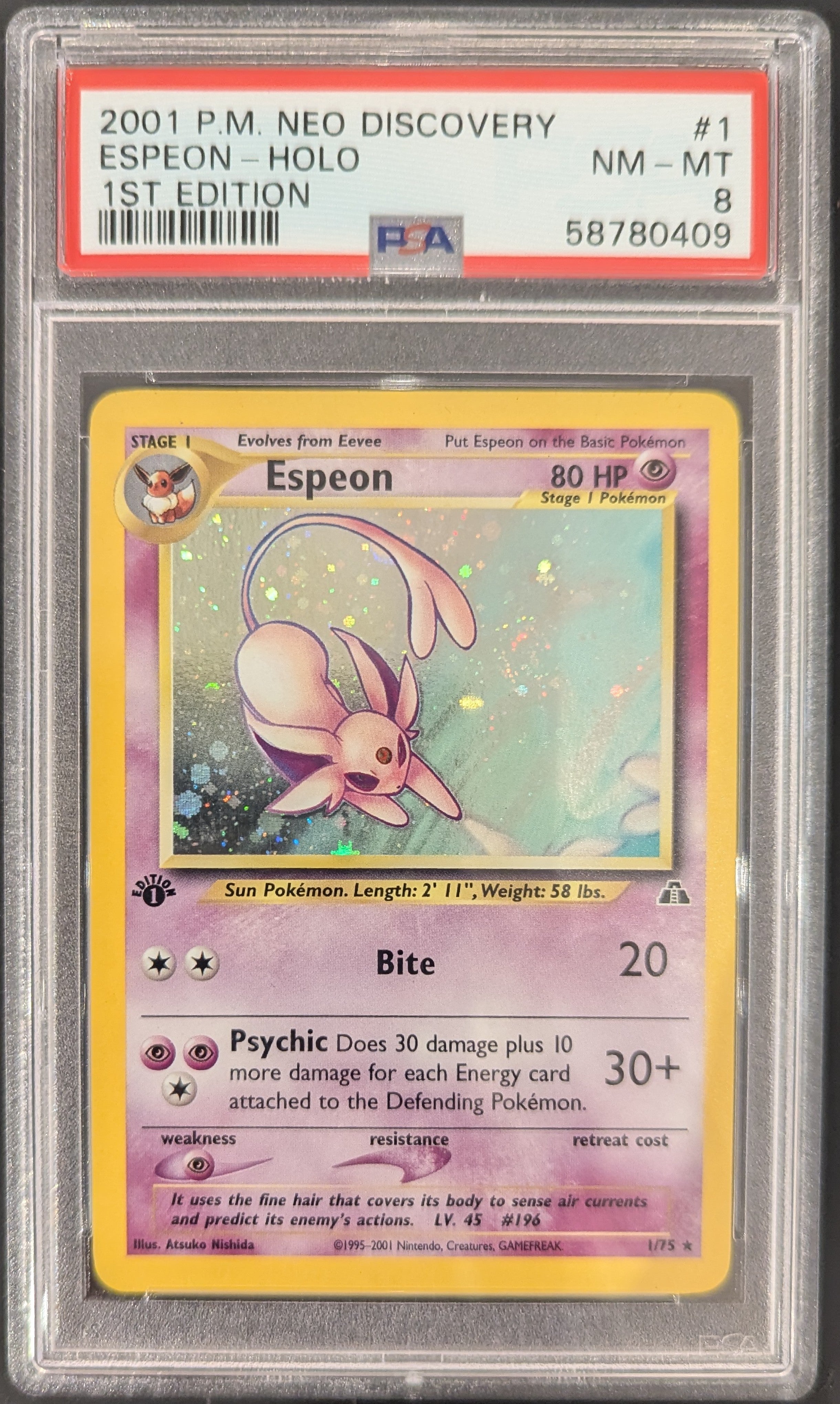 Espeon JPN Holon Research Tower shops 1st Edition PSA 8