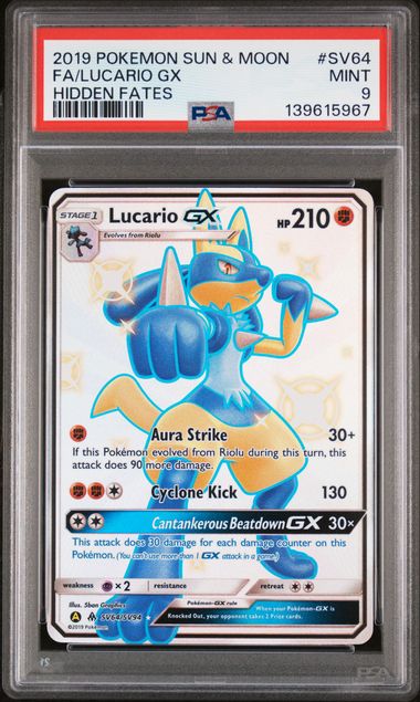Pokemon TCG Graded Card: 2019 Lucario GX #SV64 PSA 9 Vancity CJ Trading Cards Pokemon TCG Graded Card: 2019 Lucario GX #SV64 PSA 9 Vancity CJ Trading Cards