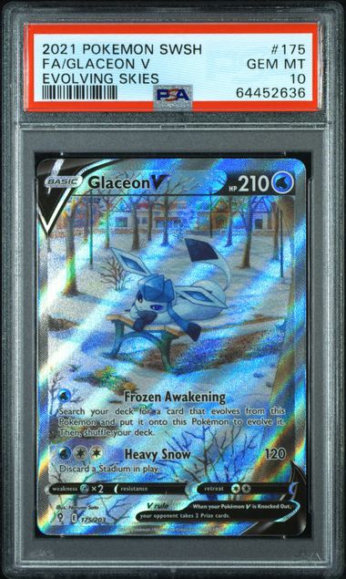 Pokemon TCG Graded Card: 2021 Glaceon V English #175 PSA 10
