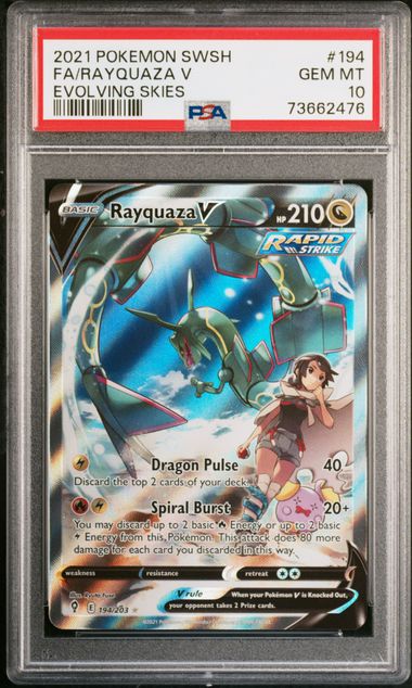 SOLD] Pokemon TCG Graded Card: 2021 Rayquaza V English #194 PSA 10