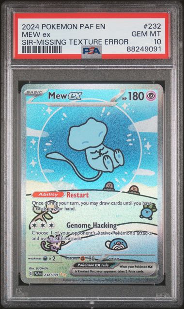 SOLD] Pokemon TCG Graded Card: 2024 ERROR Mew EX English #232 PSA