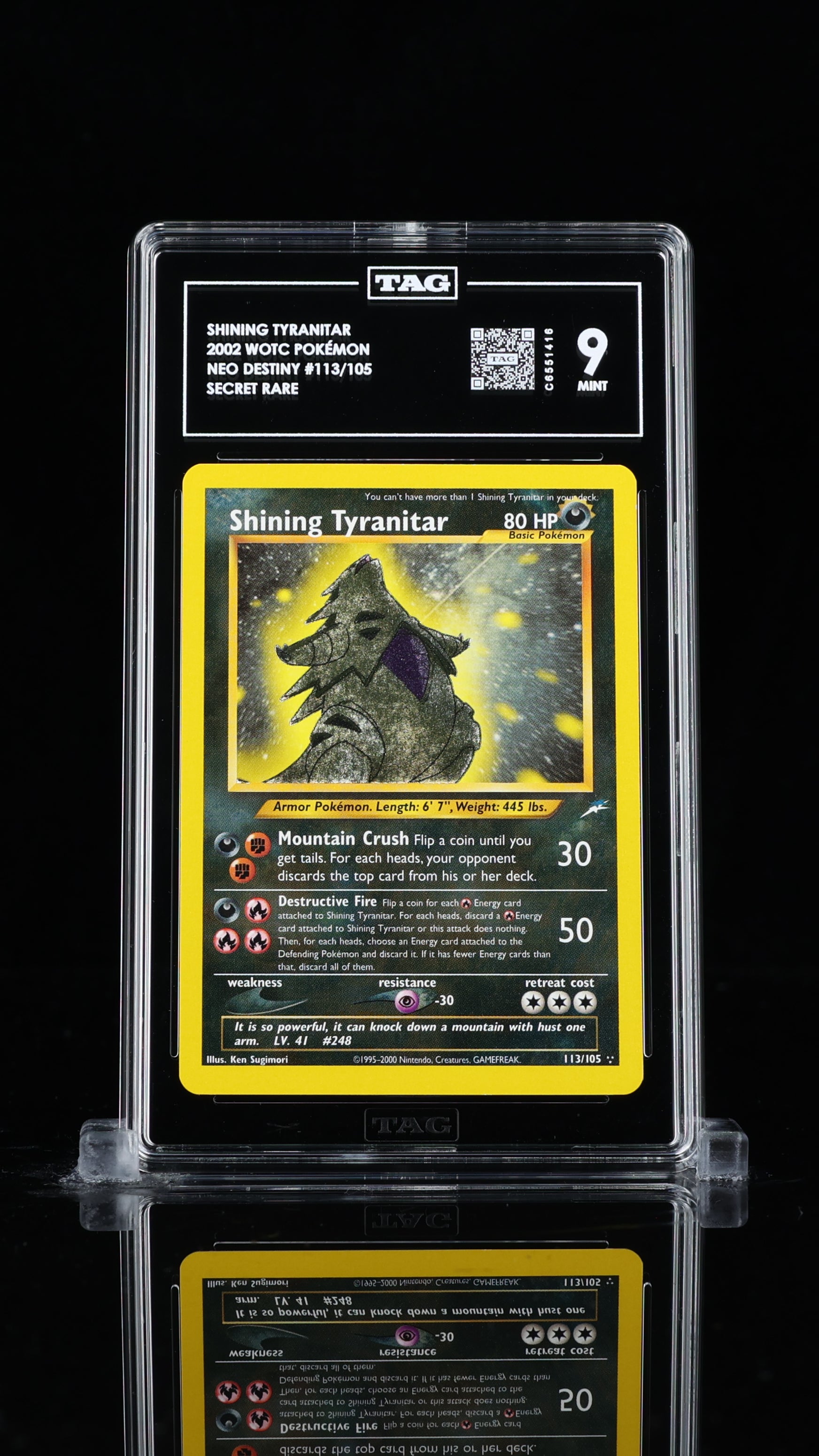 Pokemon TCG Graded Card: 2002 Shining Tyranitar English #113 TAG[X