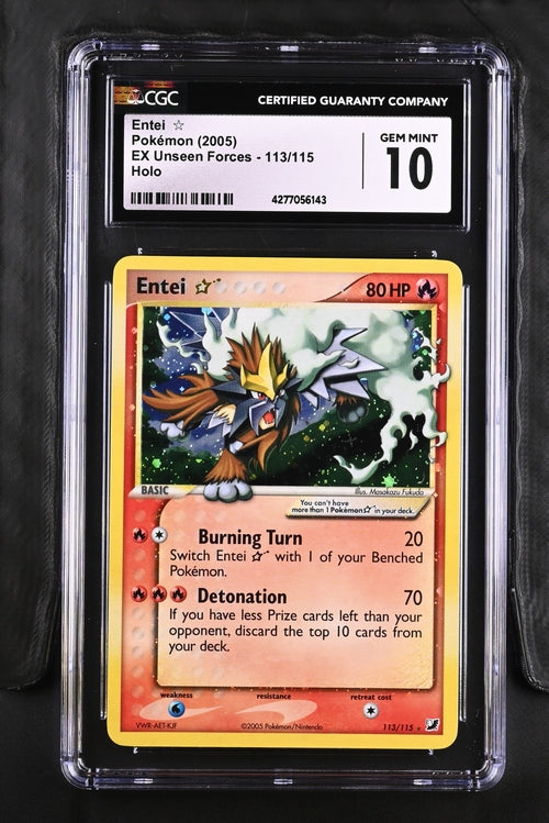 Pokemon TCG Graded Card: 2005 Gold Star Entei #113 CGC 10 – Vancity CJ Trading Cards