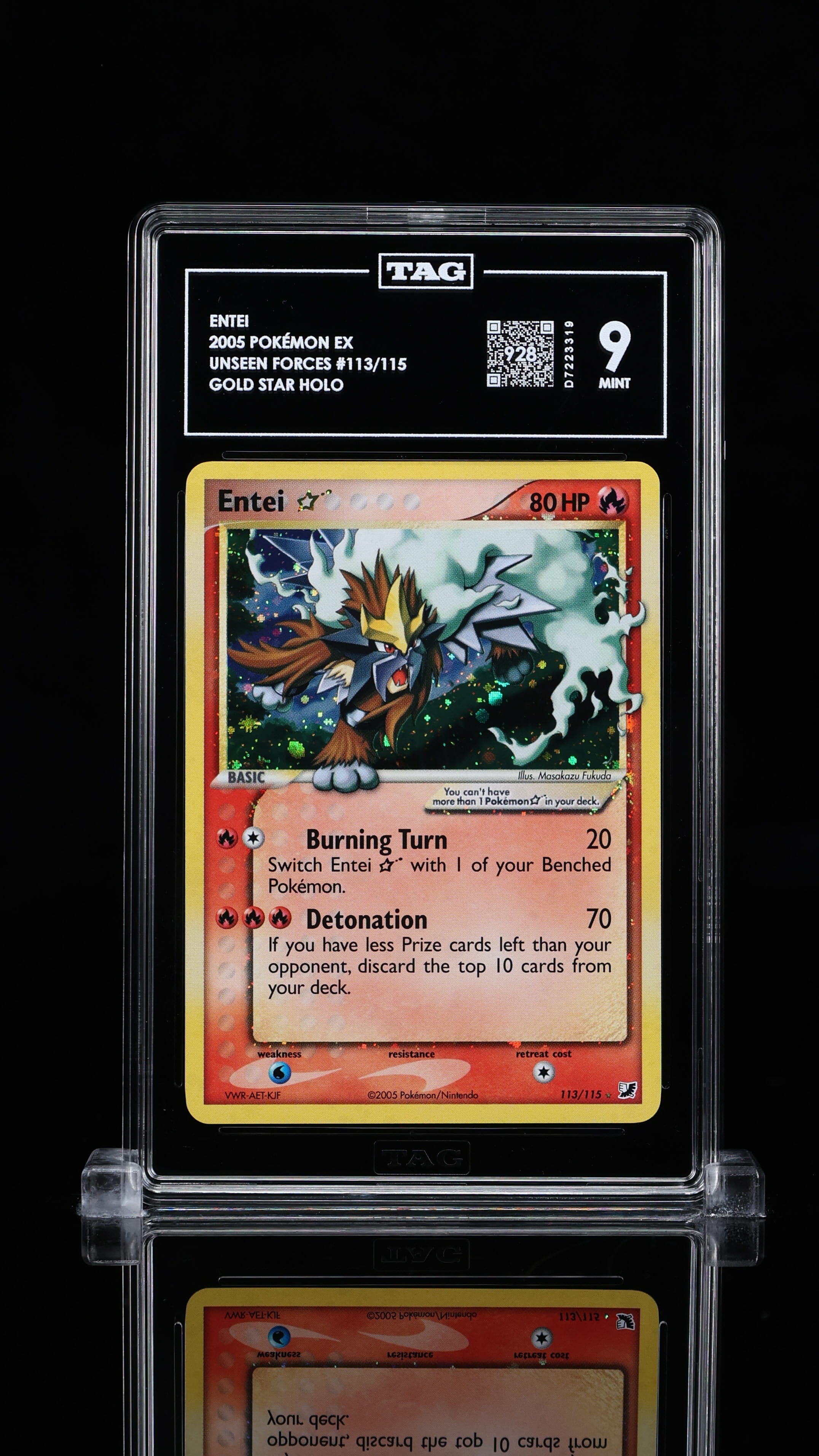 SOLD] Pokemon TCG Graded Card: 2005 Gold Star Entei #113 TAG 9