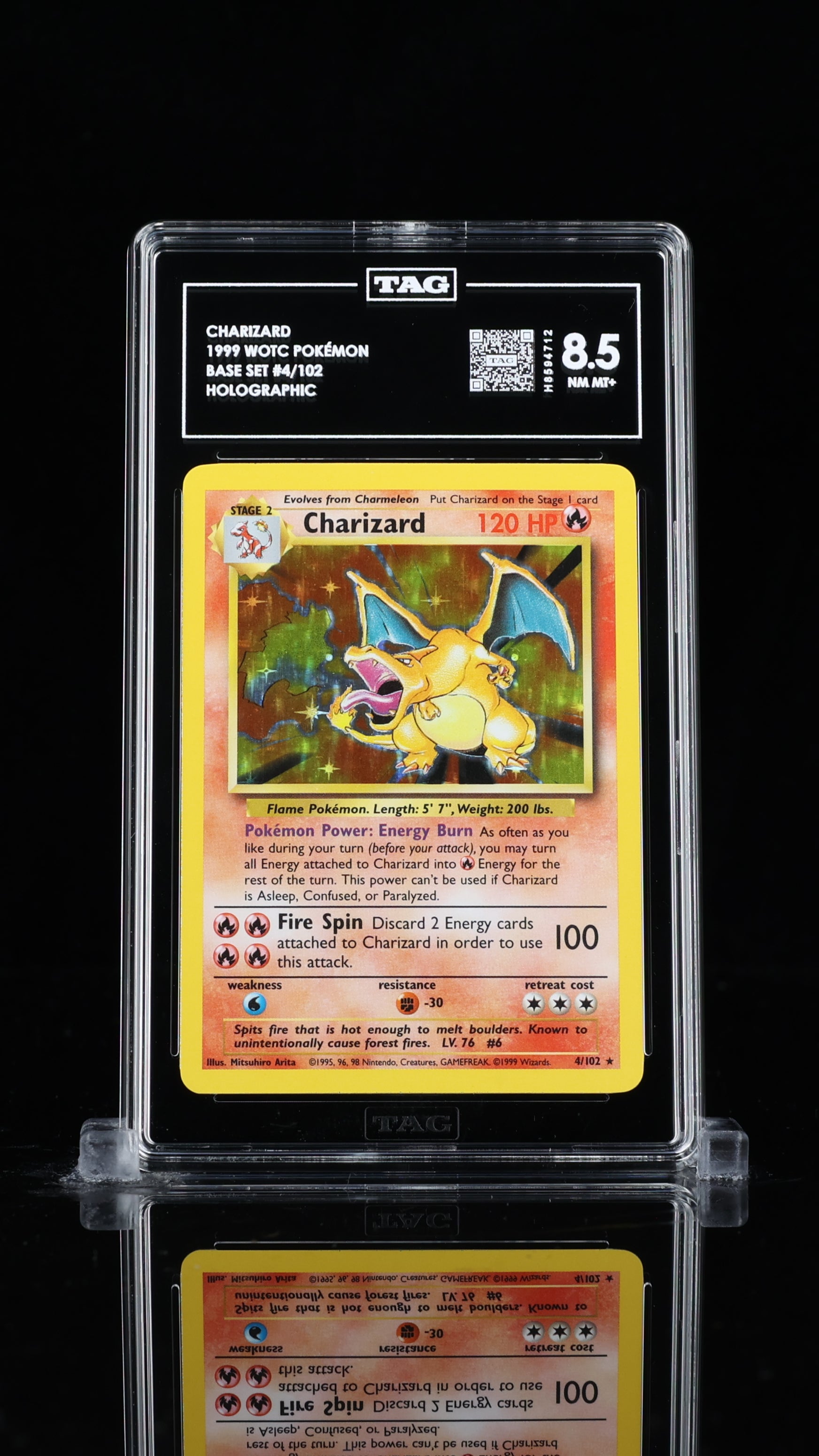 SOLD] Pokemon TCG Graded Card: 1999 Charizard English #004 TAG[X