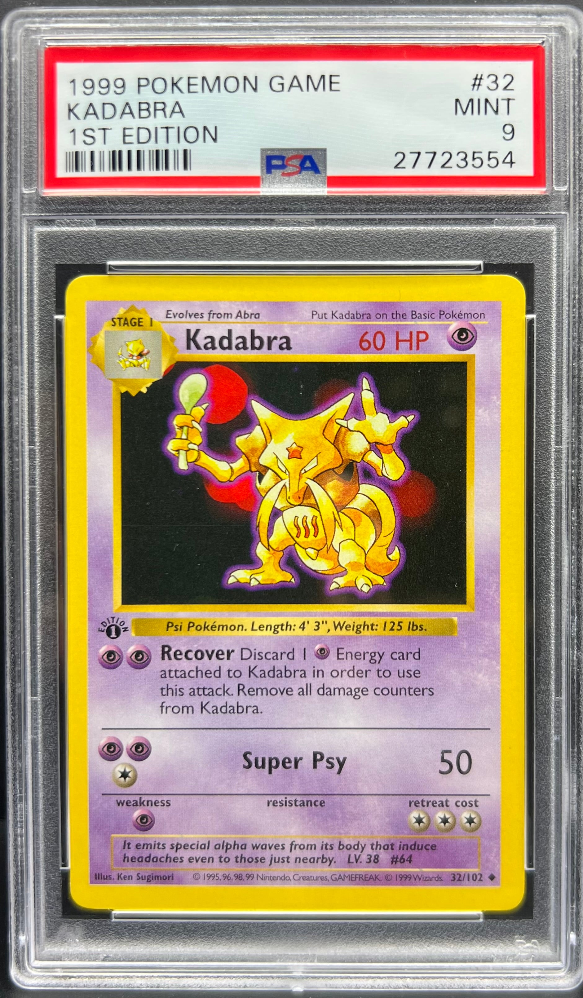 Pokemon TCG Graded Card: 1999 Kadabra 1st Edition #32 English PSA